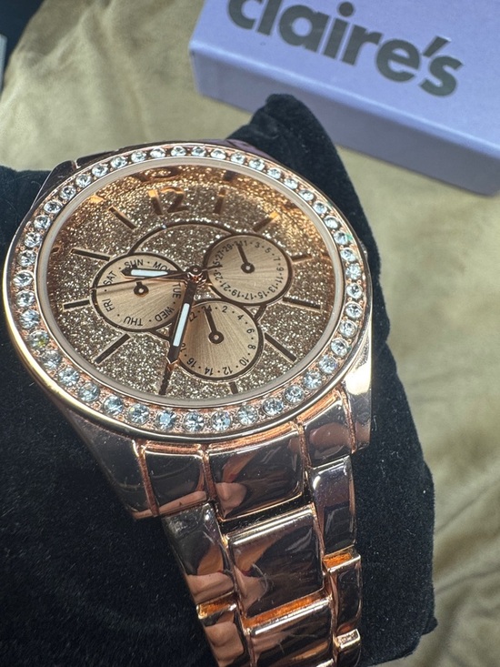 Claire's Accessories - Claire's Rose Gold Crystal Accent Women's Bracelet Watch - NIB